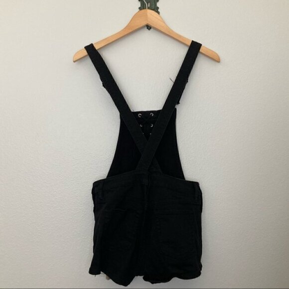 PacSun Shorteralls 26 Denim Romper Lace Up Overalls Luna Black Trendy Grunge - Picture 4 of 11